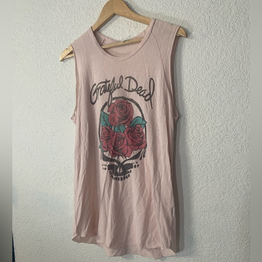 Junk Food Clothing Pink Cotton Grateful Dead biker like Muscle Tee size L